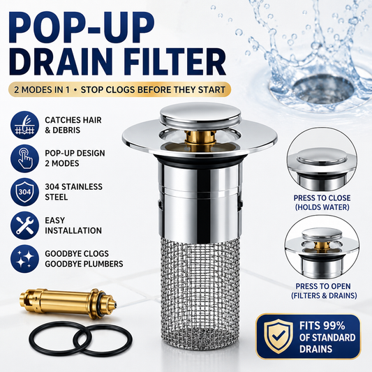 Stainless Steel Pop-Up Drain Filter – Stop Clogs Before They Start
