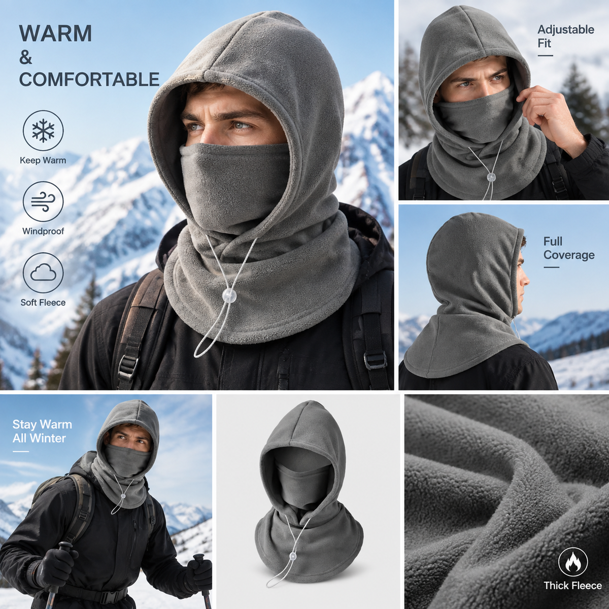 🔥LAST DAY PROMOTION - 50% OFF❄️ 3-Piece Integrated Flannel Warm Face Mask & Hat
